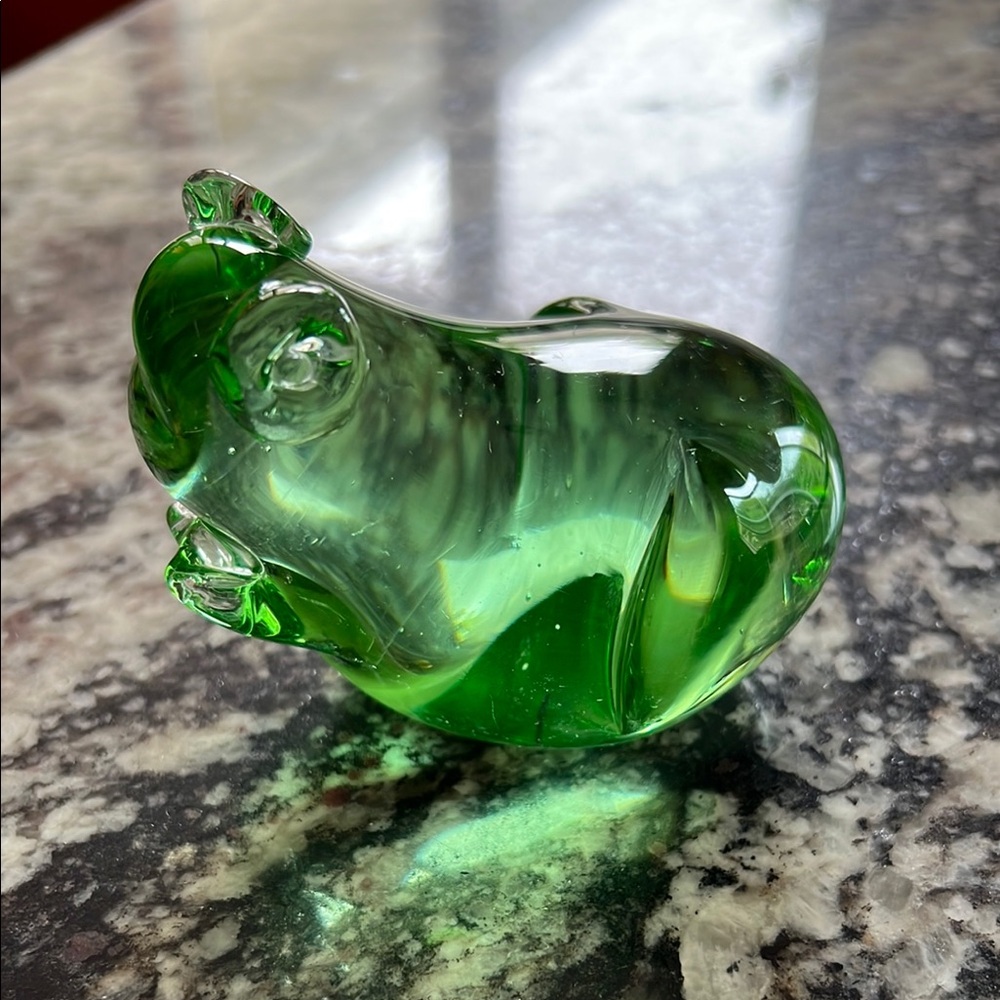Green Glass Frog Figurine
